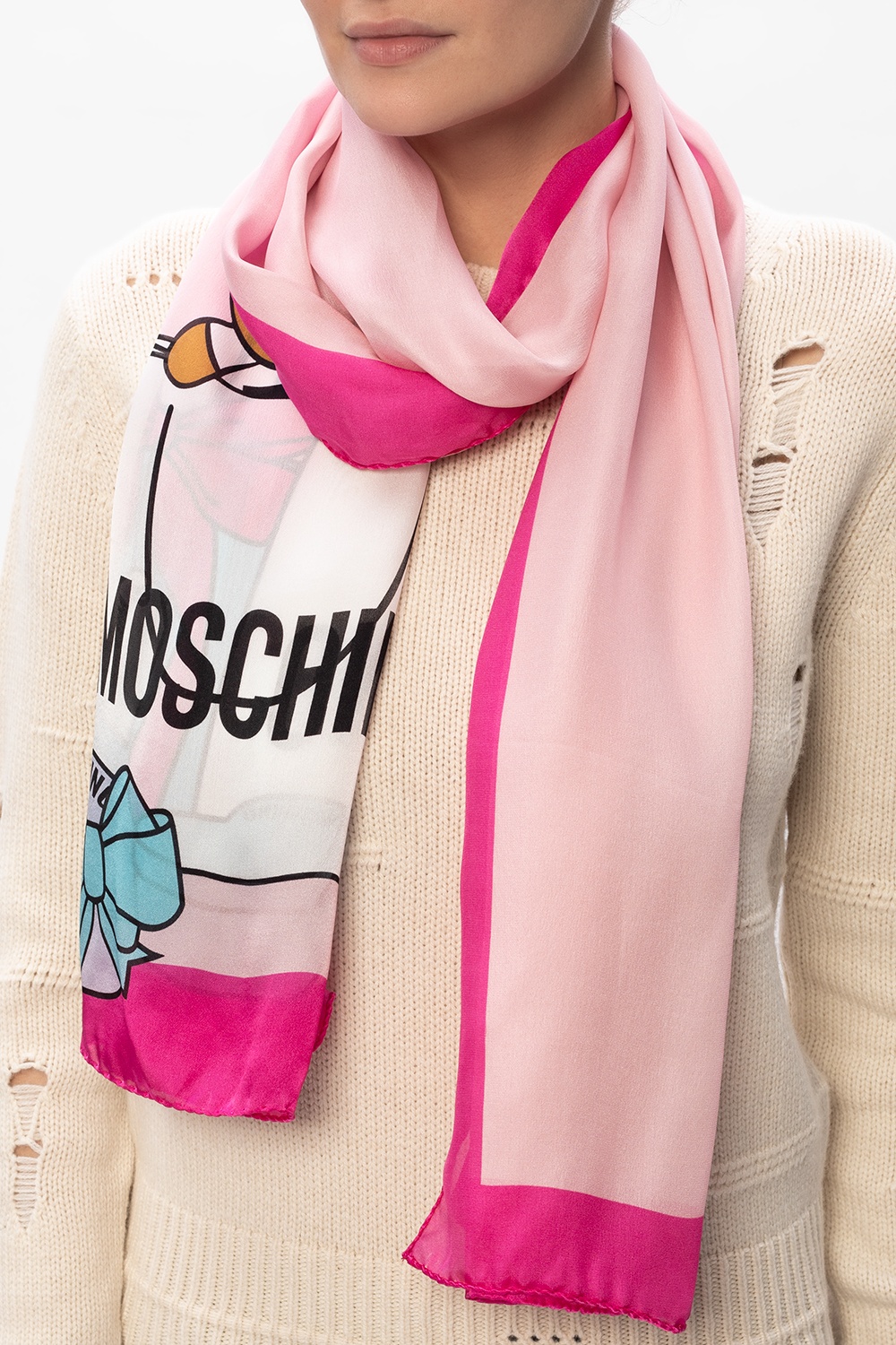 Moschino Silk scarf with logo